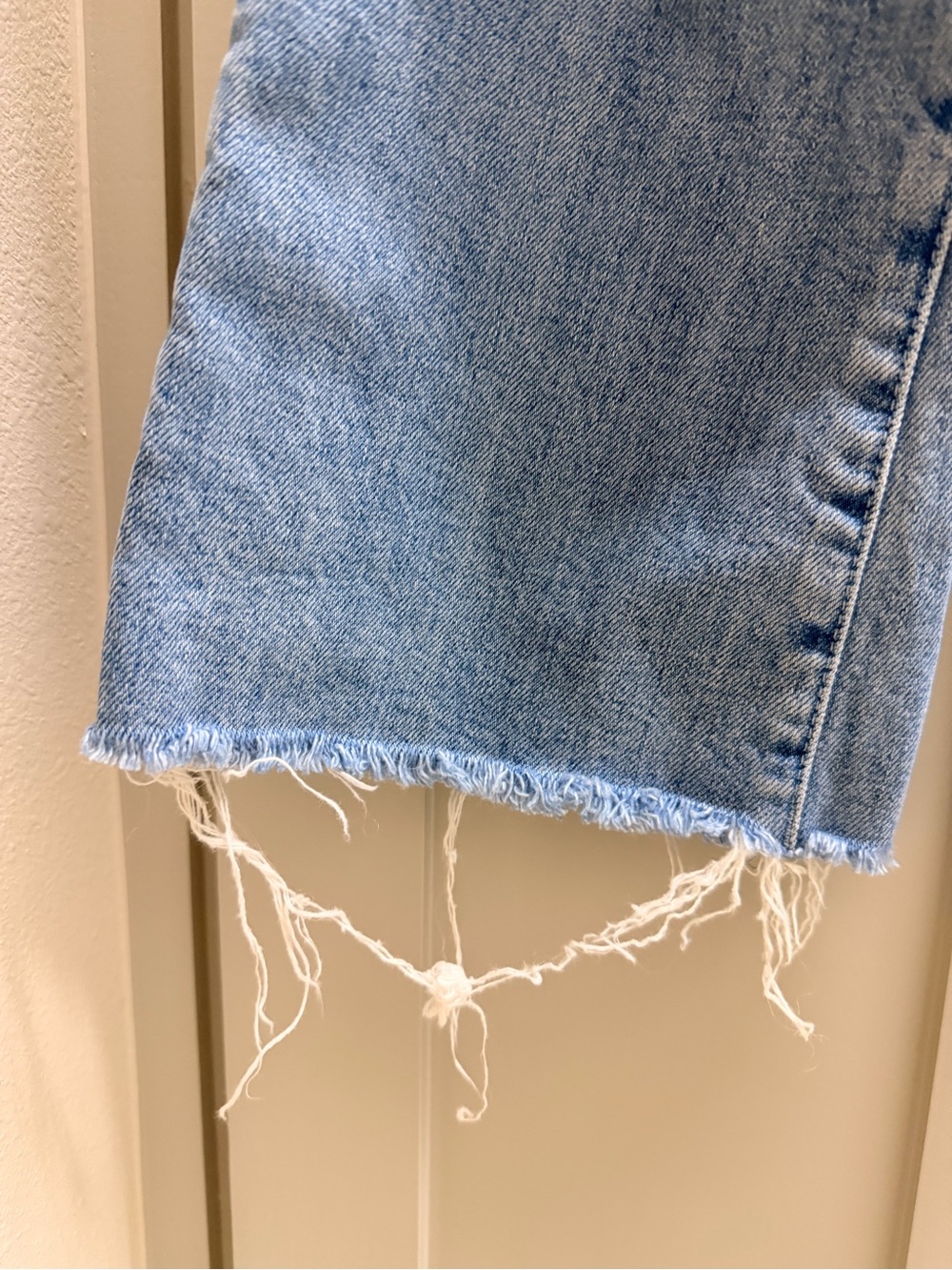 MOTHER Light Blue Distressed Wide-Leg Jeans - Picture 10 of 16